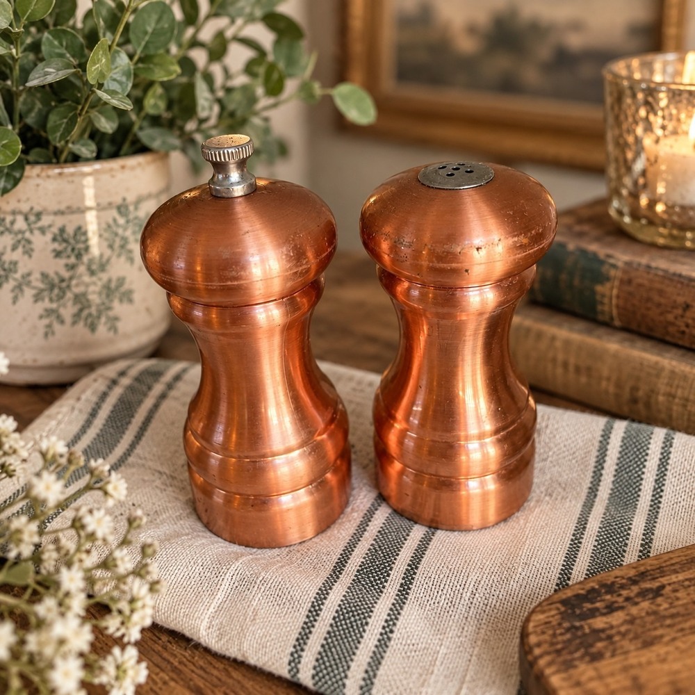 Olde Thompson Copper Tone Pepper Mill & Salt Shaker Set - Carbon Steel